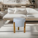 Ver imagem 2 de Puff Luxo Redondo com Pés de Madeira Conforto e Sofisticação - Cinza