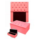 Ver imagem 1 de Kit Cabeceira + Calçadeira Baú Mirage Solteiro 100cm Suede - Ecotec Decor:Rosa
