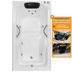 Banheira de Hidromassagem Tamarim Individual 1,70x0,80x0,40 Gel Coat-Completa+Base Acoplada+Aquecedo - 1