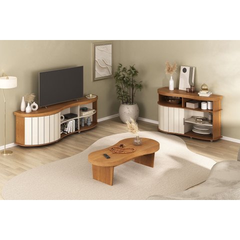 Kit 3 Peças p/ Sala de Estar c/Mesa de Centro, Buffet e Rack Magnum