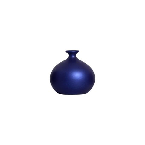 Decoração de Sala Vaso de Mesa de Cerâmica Maia Pequeno Azul Royal 12x13 cm