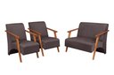 Ver imagem 1 de Conjunto Venus Braços em Madeira Maciça 1 Namoradeira 2 Poltronas Suede Unidecor Marrom