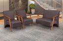 Ver imagem 4 de Conjunto Venus Braços em Madeira Maciça 1 Namoradeira 2 Poltronas Suede Unidecor Marrom