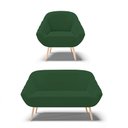 Ver imagem 1 de Kit 01 Namoradeira 02 Lugares e 01 Poltrona Giovana Veludo Pés Palito Natural - D’Rossi - Verde