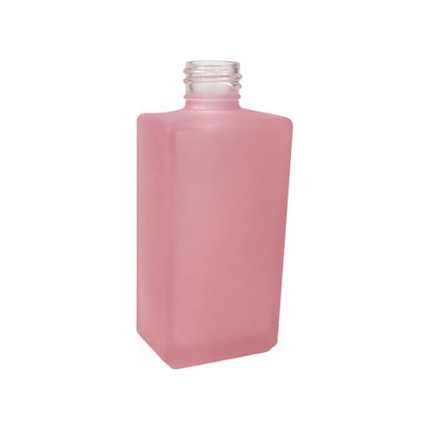 Frasco Vidro Square Luxo Rosa Bebe Fosco 250ml sem Valvula