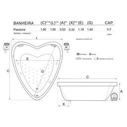 Banheira de Hidromassagem Passione Dupla 1,60x1,60x0,53 Gel Coat-Padrão - 4