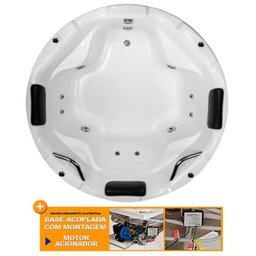 Banheira de Hidromassagem Samara Dupla 1,40x1,40x0,50 Gel Coat-Completa+Base Acoplada+Acionador - 1