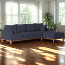 Ver imagem 1 de Sofá 4 Lugares Beny com Chaise Direito Linho Azul