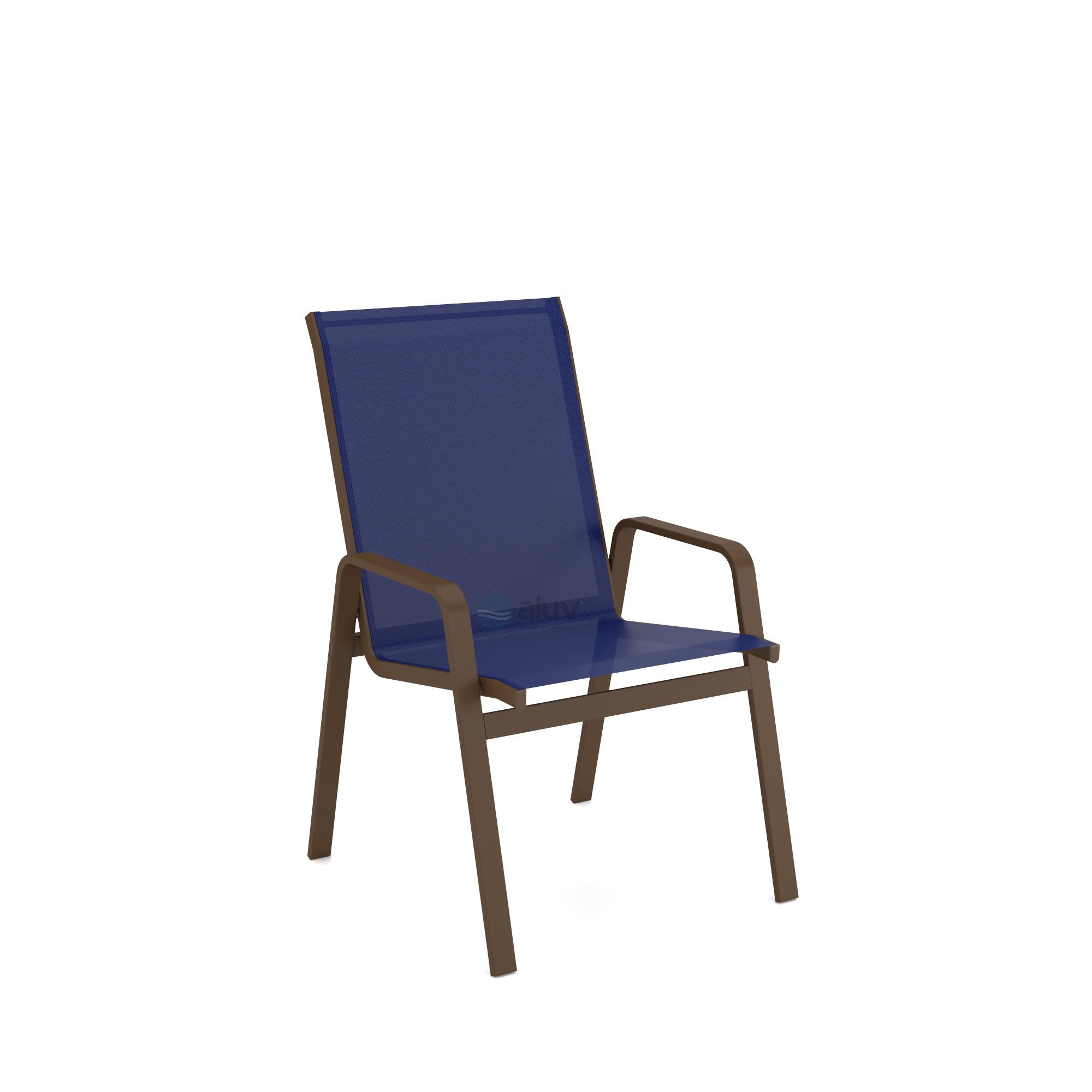 Mesa 4 cadeiras Ripado Piscina Alumínio Marrom e Tela Azul - 2