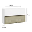 Ver imagem 2 de Armário Basculante Misto Perola 120 Cm 2 Portas Alumínio e com Vidro Reflecta Bronze Luciane