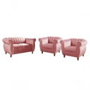 Ver imagem 1 de Sofá Realeza 4 Lugares Fixo 280cm Rosa Suede Conjunto 2+1+1 Retrô Bella Decor