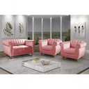Ver imagem 4 de Sofá Realeza 4 Lugares Fixo 280cm Rosa Suede Conjunto 2+1+1 Retrô Bella Decor