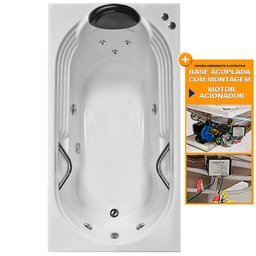 Banheira de Hidromassagem Hierro Individual 1,60x0,80x0,40 Gel Coat-Completa+Base Acoplada+Acionador - 1