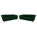 Ver imagem 1 de Dois Sofás Chesterfield Capitone Duque Suede Verde Musgo 2,30cm