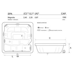 Spa Lineaplas Magnolia 2,40x2,20x0,87 Gel Coat Com Hidro-Completa+Base Acoplada+Acionador - 6 Spa Lineaplas Magnolia 2,40x2,20x0,87 Gel Coat Com Hidro-Completa+Base Acoplada+Acionador - 6