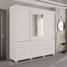 Guarda Roupa New Star 3 Portas 9 Gavetas com Espelho Salleto Branco - 1