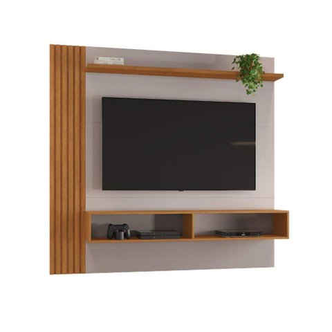 Painel para Tv até 65'' Agrado C/nicho Ripado:cinamomo/off