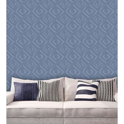 Papel de Parede Auto Adesivo Lavável Abstrato ab0055 Losango Azul