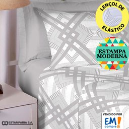 Jogo De Cama 4 Peças Casal Lençol 100% Algodão Percal 180 Fios Estamparia - 4