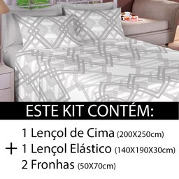 Jogo De Cama 4 Peças Casal Lençol 100% Algodão Percal 180 Fios Estamparia - 3