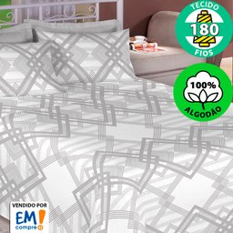 Jogo De Cama 4 Peças Casal Lençol 100% Algodão Percal 180 Fios Estamparia - 2