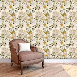 Papel de Parede Adesivo Lavável f0177 Floral Retrô