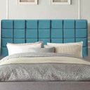 Ver imagem 1 de Painel Estofado Luxo Clara 195cm King Size para Cama Box Suede Azul Turquesa - Gat Magazine