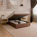 Ver imagem 7 de Cama Box Baú Casal Suede Marrom+ Colchão D33 One Face Branco- e-Shop Casa