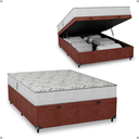 Ver imagem 1 de Cama Box Baú Casal Suede Marrom+ Colchão D33 One Face Branco- e-Shop Casa