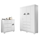 Ver imagem 1 de Jogo de Quarto Infantil Ane com Guarda Roupa e Cômoda Branco - Phoenix Baby