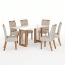 Ver imagem 2 de Conjunto Sala de Jantar Mesa Canto Reto com Vidro 6 Cadeiras Yara Off White/Nature/Linho