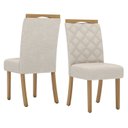 Ver mais imagens de Conjunto Sala de Jantar Mesa Canto Reto com Vidro 6 Cadeiras Yara Off White/Nature/Linho