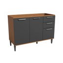 Ver imagem 1 de Balcão Cozinha Modulado Linna T722 C/ 2 Portas 3gavs S/tampo 120cm Canela/grafite Kappesberg