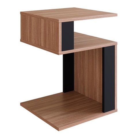 Mesa de Canto Lateral 2 Prateleiras B74 Montana Preto Novam Montana Preto