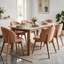 Ver imagem 2 de Kit 06 Cadeiras de Jantar e Estar Living Estofada Mia L02 Linho Rosê - Lyam Decor