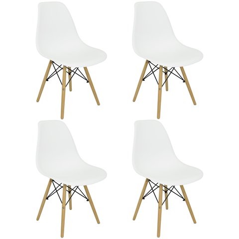 Kit 4 Cadeiras Charles Eames Eiffel - Iaza M&oacute;veis Branco