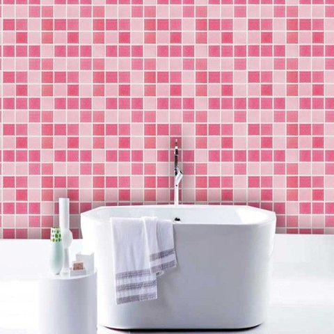 Papel de Parede Auto Adesivo Lavável Pastilha Pa0039 Rosa
