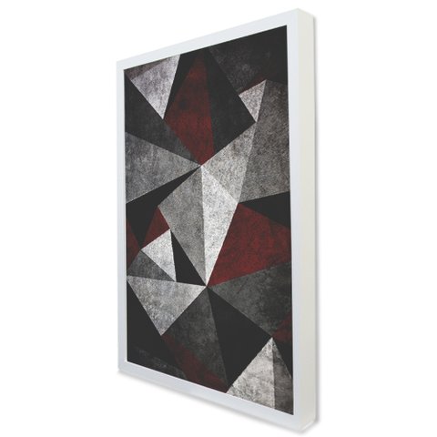 Quadro Decorativo Caixa Geométrico Vermelho, Cinza e Preto  Tacolado Moldura Caixa 3cm Madeira sem V