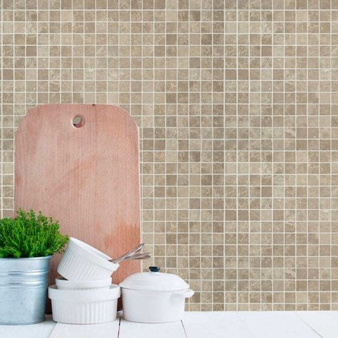 Papel de Parede Auto Adesivo Lavável Pastilha Pa0050 Bege