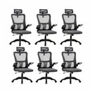 Ver imagem 1 de Kit com 6 Cadeiras de Escritório com Encosto Presidente Office Baltimore Preto Rivatti