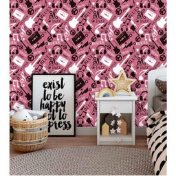 Papel de Parede Auto Adesivo Lavável Diversos d0021 Rock Teen Kids - 1