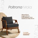 Ver imagem 5 de Poltrona Decorativa Maia para Sala Escritório Recepção Linho Cinza e Corino Peroba Braço de Madeira