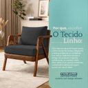Ver imagem 4 de Poltrona Decorativa Maia para Sala Escritório Recepção Linho Cinza e Corino Peroba Braço de Madeira