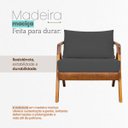 Ver imagem 6 de Poltrona Decorativa Maia para Sala Escritório Recepção Linho Cinza e Corino Peroba Braço de Madeira