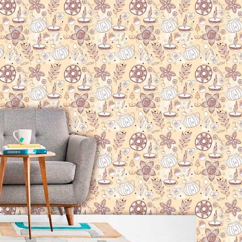 Papel de Parede Auto Adesivo Lavável Diversos d0068 Desenho de Cozinha