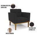 Ver imagem 6 de Poltrona Base de Madeira Fixa Castanho Kit 2 Elisa Veludo Preto D03 - D'Rossi