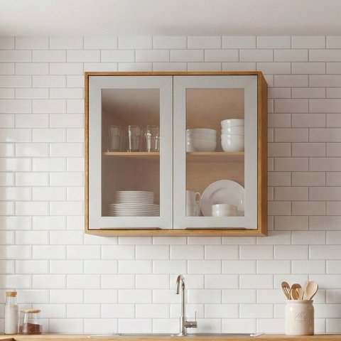 Armário Aéreo MDF 2 Portas Reflecta 80cm MGM Móveis Marrom/Cinamomo/Off White
