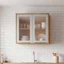 Ver imagem 1 de Armário Aéreo MDF 2 Portas Reflecta 80cm MGM Móveis Marrom/Cinamomo/Off White