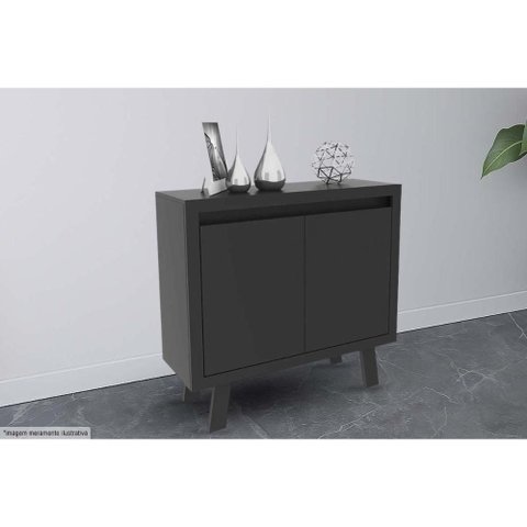 Aparador Sala ME4187 2 Portas 87cm Preto Tecnomobili