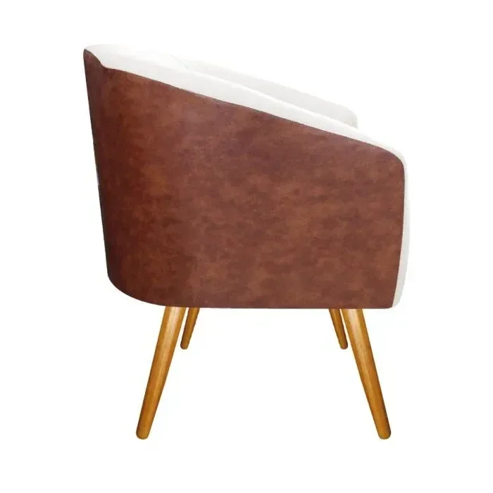 Ver imagem 2 de Kit 02 Poltronas Cadeira Luiza Corino Nozes e Linho Cru Sala de Jantar Recepção Escritório do Lar Mó